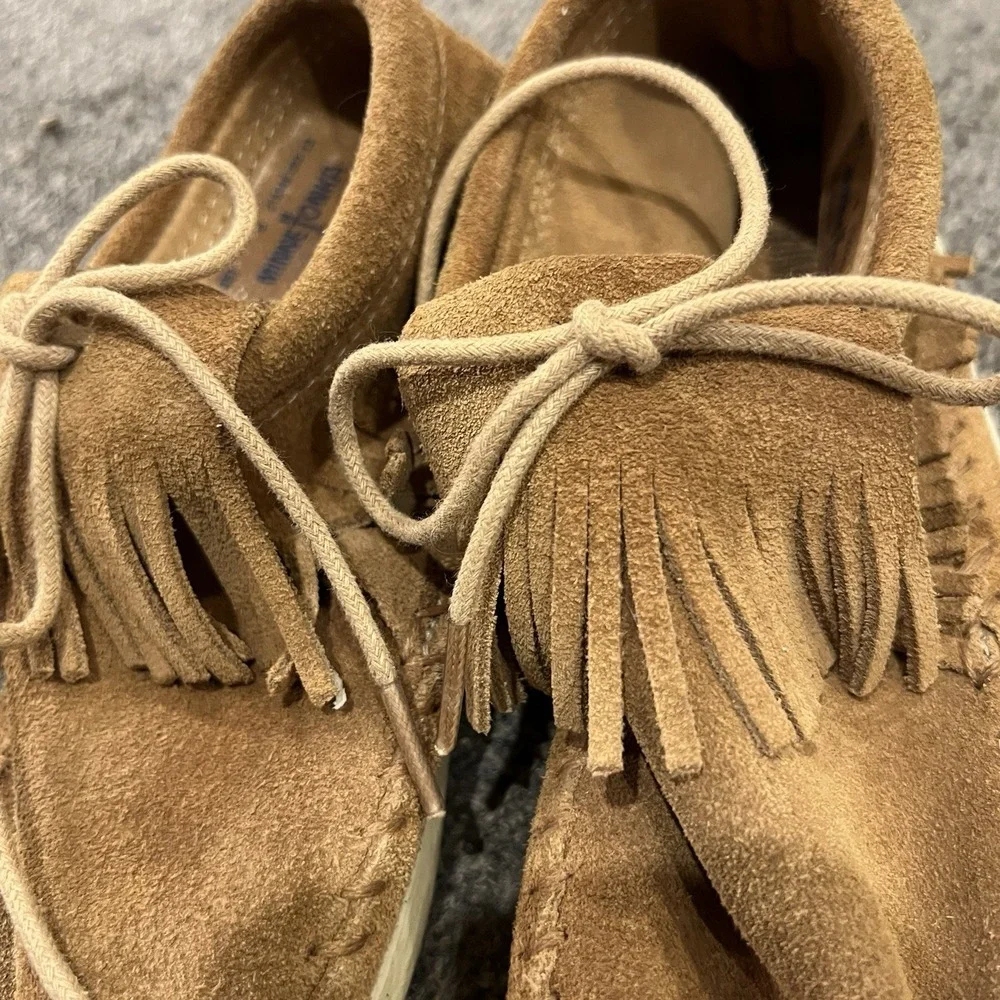 Minnetonka Womens Venice 457 Brown Suede Fringe Ankle Moccasin Boots Size 6